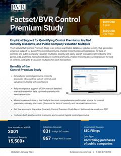 Mergerstat Control Premium Study - Spec Sheet Cover