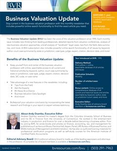 Business Valuation Update Spec Sheet