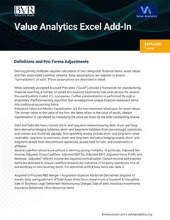 COVER Value Analytics Definitions and Pro Formas