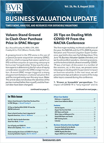 Business Valuation Update August 2020 Issue
