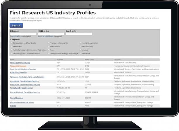First Research Industry Profiles Screen Shot