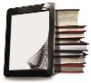 Digitial Library iPad with Stack of Books